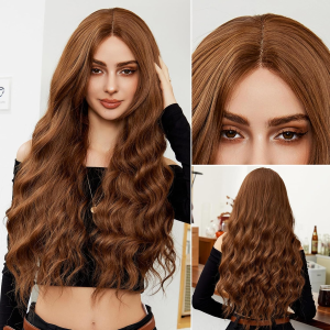Coffee Brown Wig 5X2 HD Lace Front Wig 28 Inch Long Glueless Body Wave Wig for Black Women 180% Density Realistic Human Hair Curly Wigs with Baby Hair Transparent Lace Wig for Women