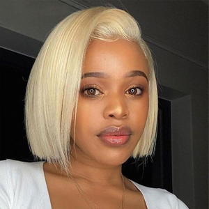 613 Blonde Wig Human Hair 13×4 HD Transparent 613 Lace Front Wig Human Hair Pre Plucked with Baby Hair 180% Density Wigs for Women Blonde Bob Wig 8 Inch Straight Bob Wig