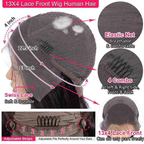 13X4 Loose Deep Wave Curly Lace Front Wigs Human Hair Pre Plucked with Baby Hair 180% Density Curly Lace Front Wig 10A Wigs for Black Women Glueless Wig 24Inch, Natural Color - Image 5