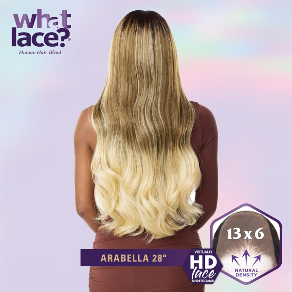 What Lace 13X6 Wigs - Arabella 28 Inch Human Hair Blend Lacefrontal Glueless Synthetic with Natural Density Preplucked Hairline (COLORMELTCHOCOLATE) - Image 4