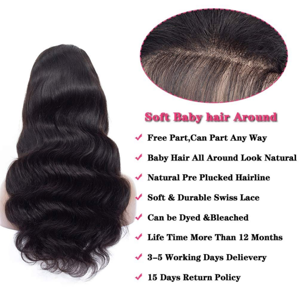 13X4 Lace Frontal Wigs Human Hair Body Wave 100% Unprocessed Brazilian Virgin Human Hair Wigs for Black Women 200% Density (20 Inch) - Image 5